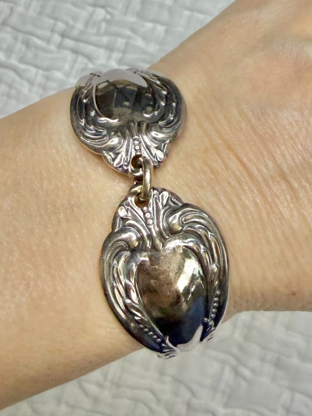 Vintage Handmade Oneida Flatware Handle Bracelet Silver Plated SZ: SM